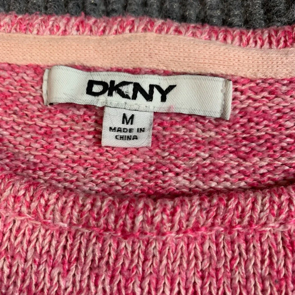 DKNY Sweater Dress Girls Medium Pink Short Sleeve Spell Out Cotton Blend Flare - Picture 3 of 14